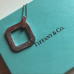 Tiffany & Co. sterling 1837 square pendant necklac